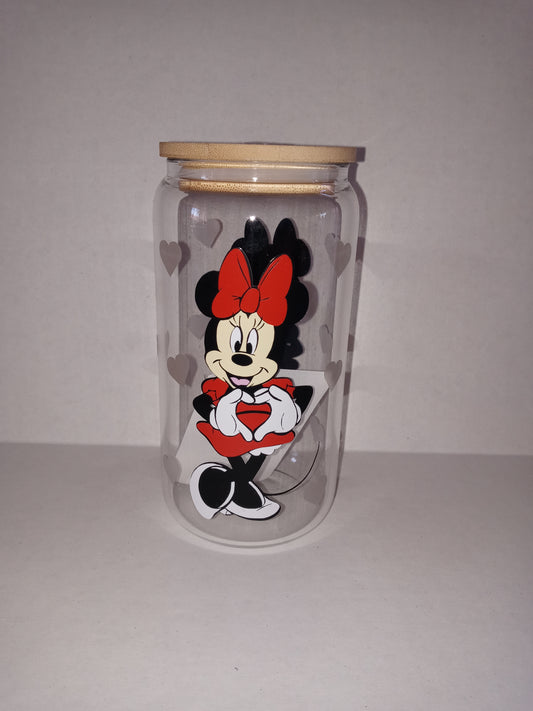 Glass can cup- Minnie Mouse