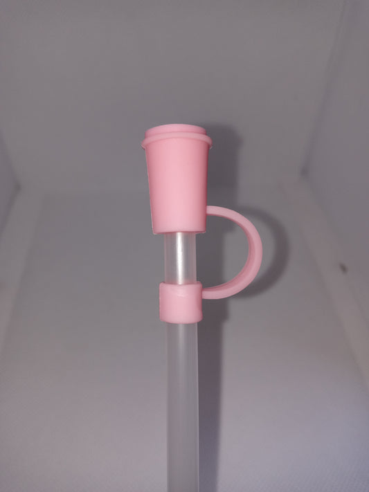 PINK COFFEE CUP STRAW TOPPER