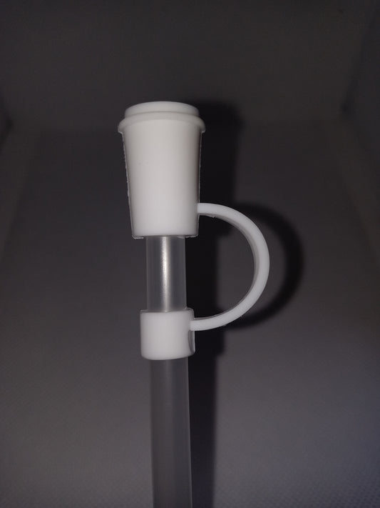 WHITE COFFEE CUP STRAW TOPPER