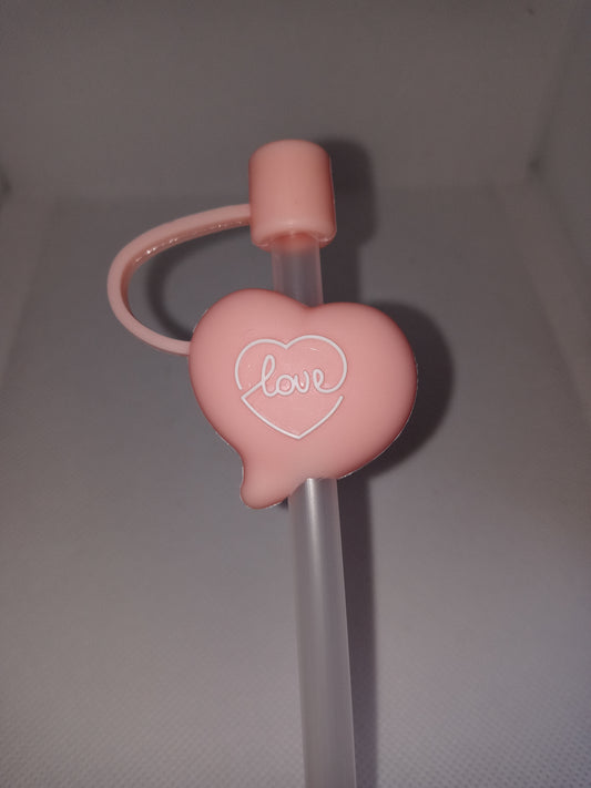 PINK HEART STRAW TOPPER