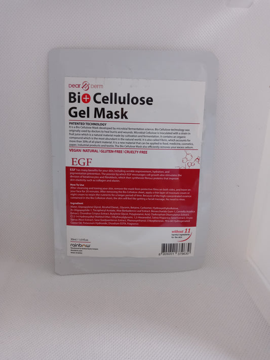 Bio Cellulose Gel Mask, Sheet Mask, EGF - Vegan, Natural, Gluten free
