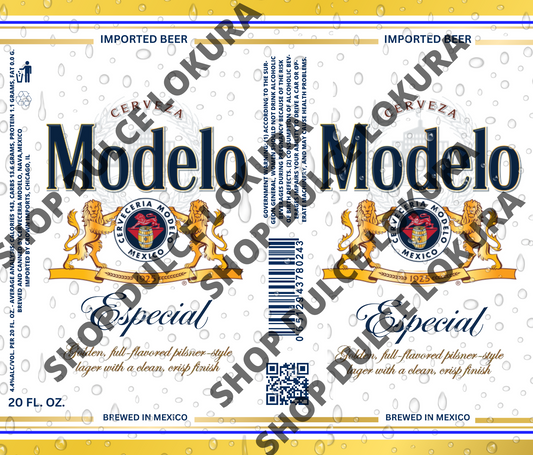 Digital Download for Sublimation, Digital Straight Tumbler Design -Cerveza Modelo with drops Theme Background Digital Design