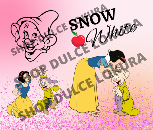 Digital Download for Sublimation, Digital Straight Tumbler Design -Snow White Theme Background Digital Design